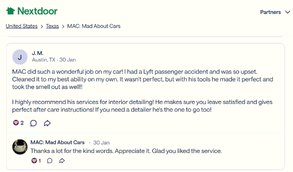 Transform your car's cabin: Austin's top-rated interior deep clean and stain removal service - Verified Neighbor Review