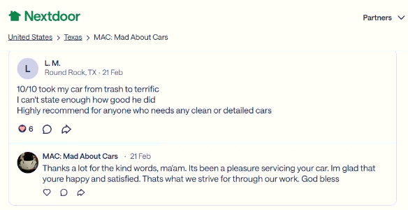 Round Rock TX mobile detailing: Verified neighbor review for full exterior clean and interior restoration